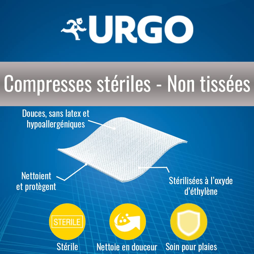 URGO — Compresses stériles non tissées 7,5 x 7,5 cm x50 – Image 2