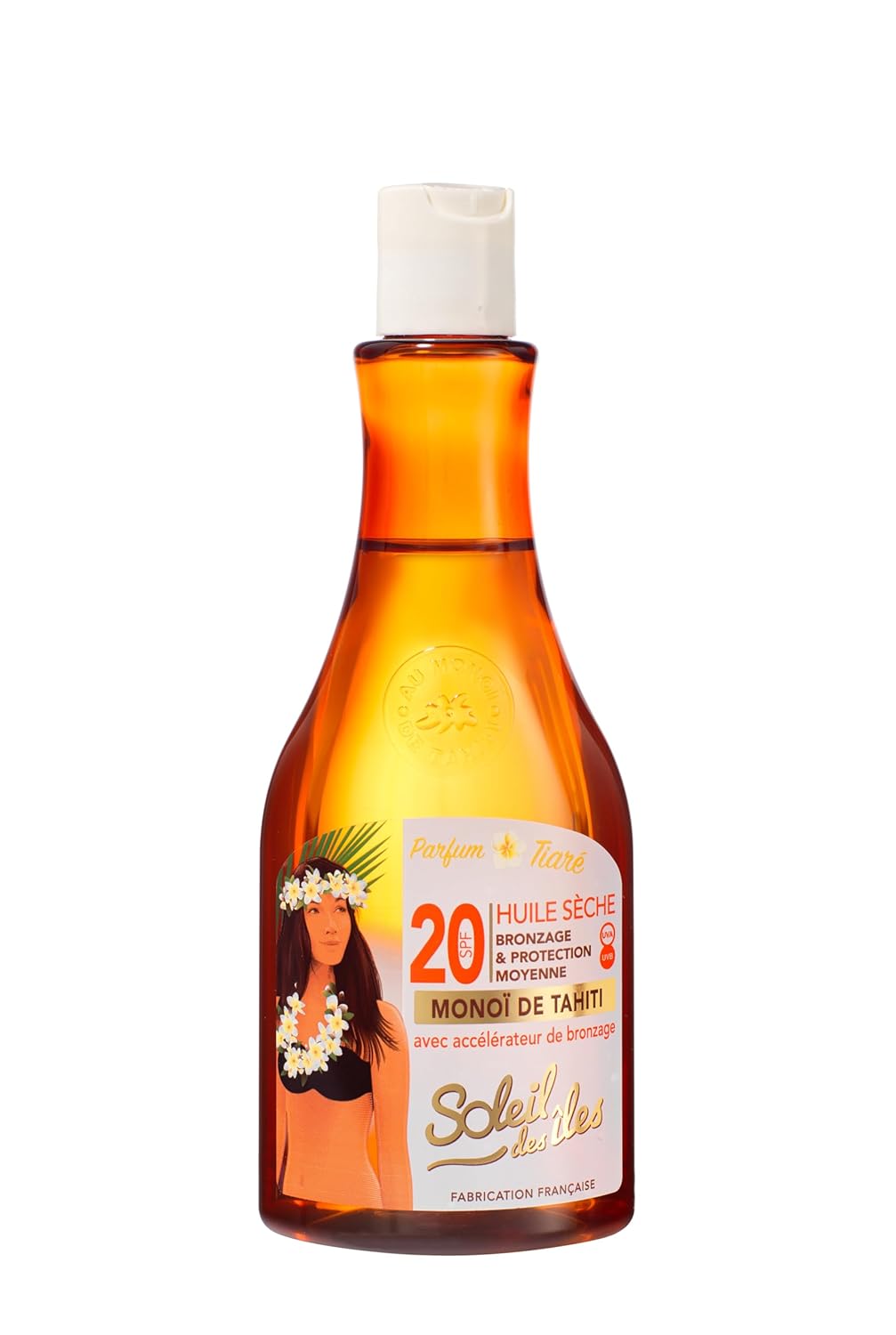 Soleil des Îles | Huile sèche - Bronzage et Protection - SPF 20 - Parfums Fleurs de Tiaré - Fabriqué en France