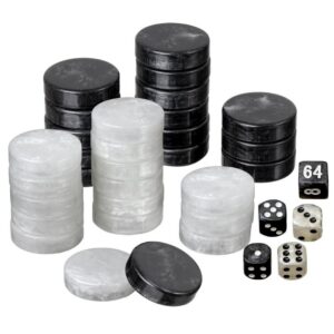 Set of Backgammon Pieces — Pions de backgammon 34 mm noir/blanc