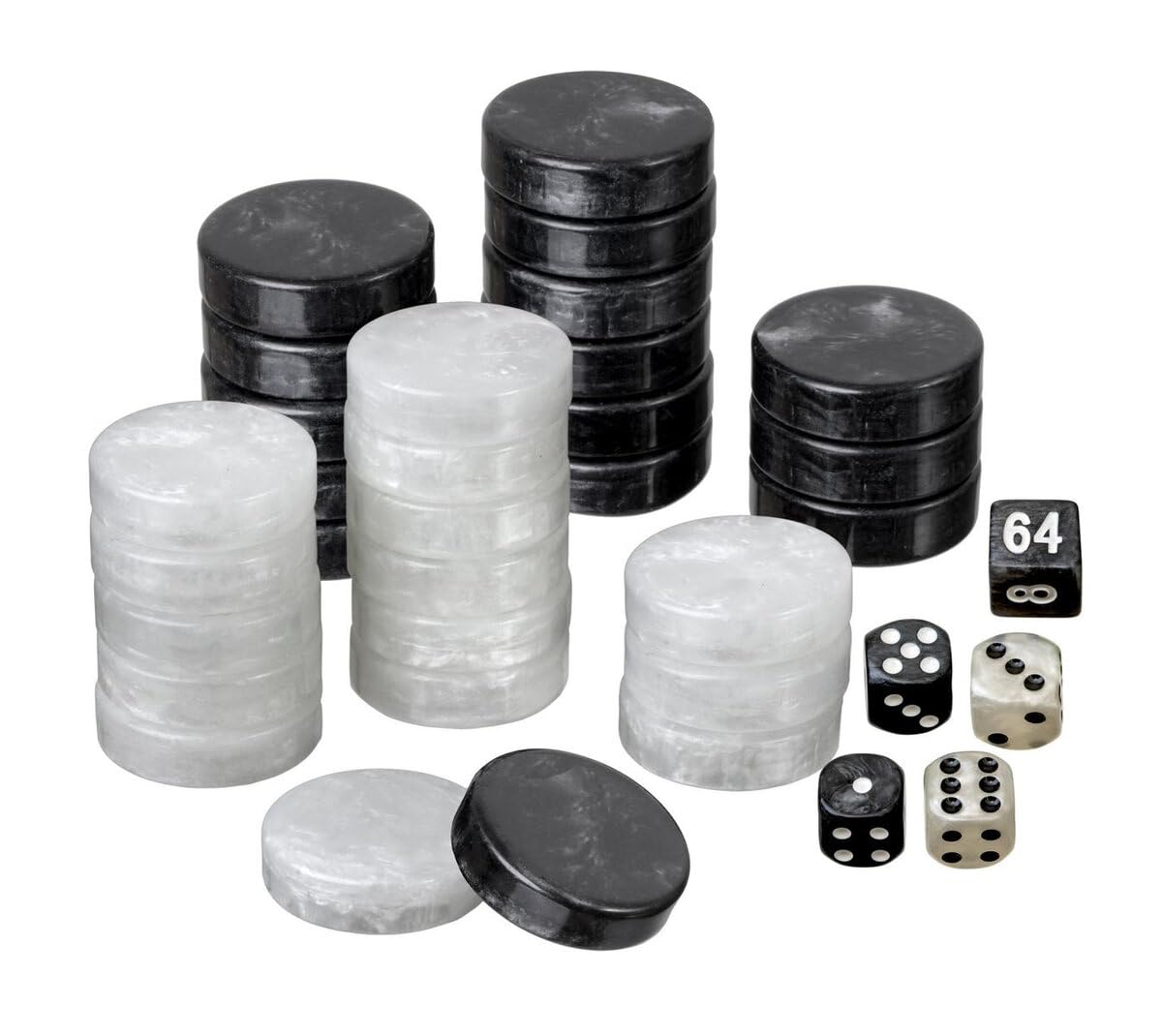 Set of Backgammon Pieces — Pions de backgammon 34 mm noir/blanc