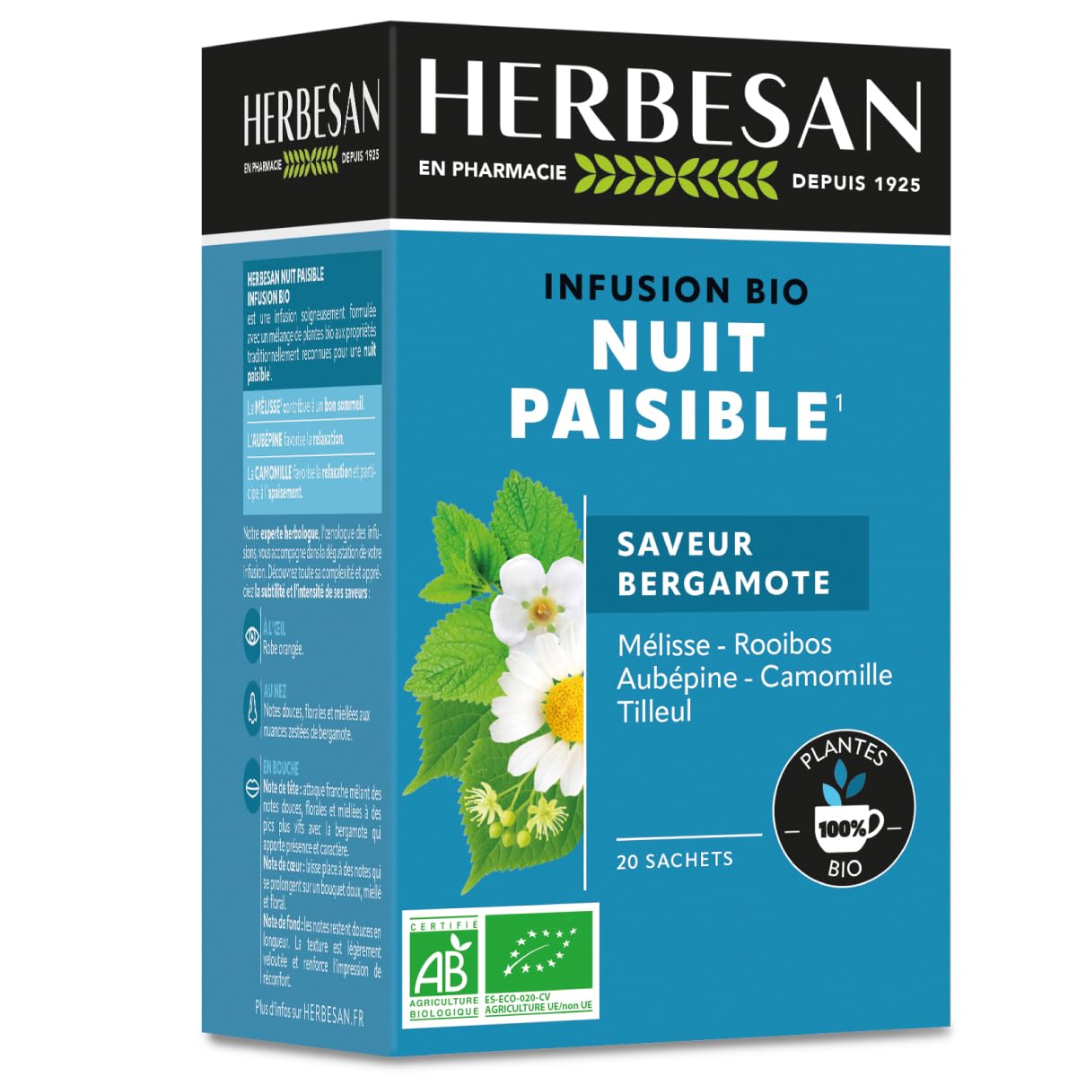 HERBESAN — Infusion Nuit Paisible Bio 20 sachets