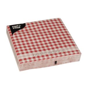30 serviettes en papier ouate vichy blanc & rouge 33 x 33 cm
