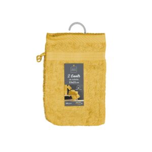 DOUCEUR D'INTÉRIEUR Tendresse Mimosa — 2 gants de toilette 15 x 21 cm