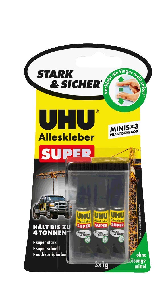UHU Super Strong & Safe Minis — Colle instantanée 3 tubes