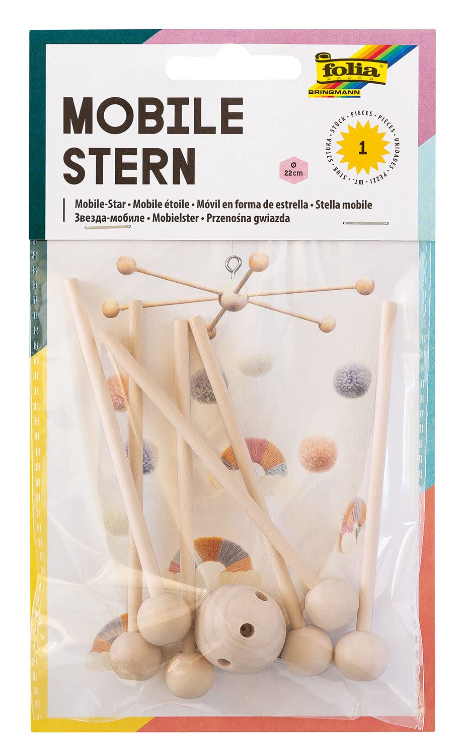 FOLIA 2280 — Étoile mobile en bois à 6 branches 22 cm