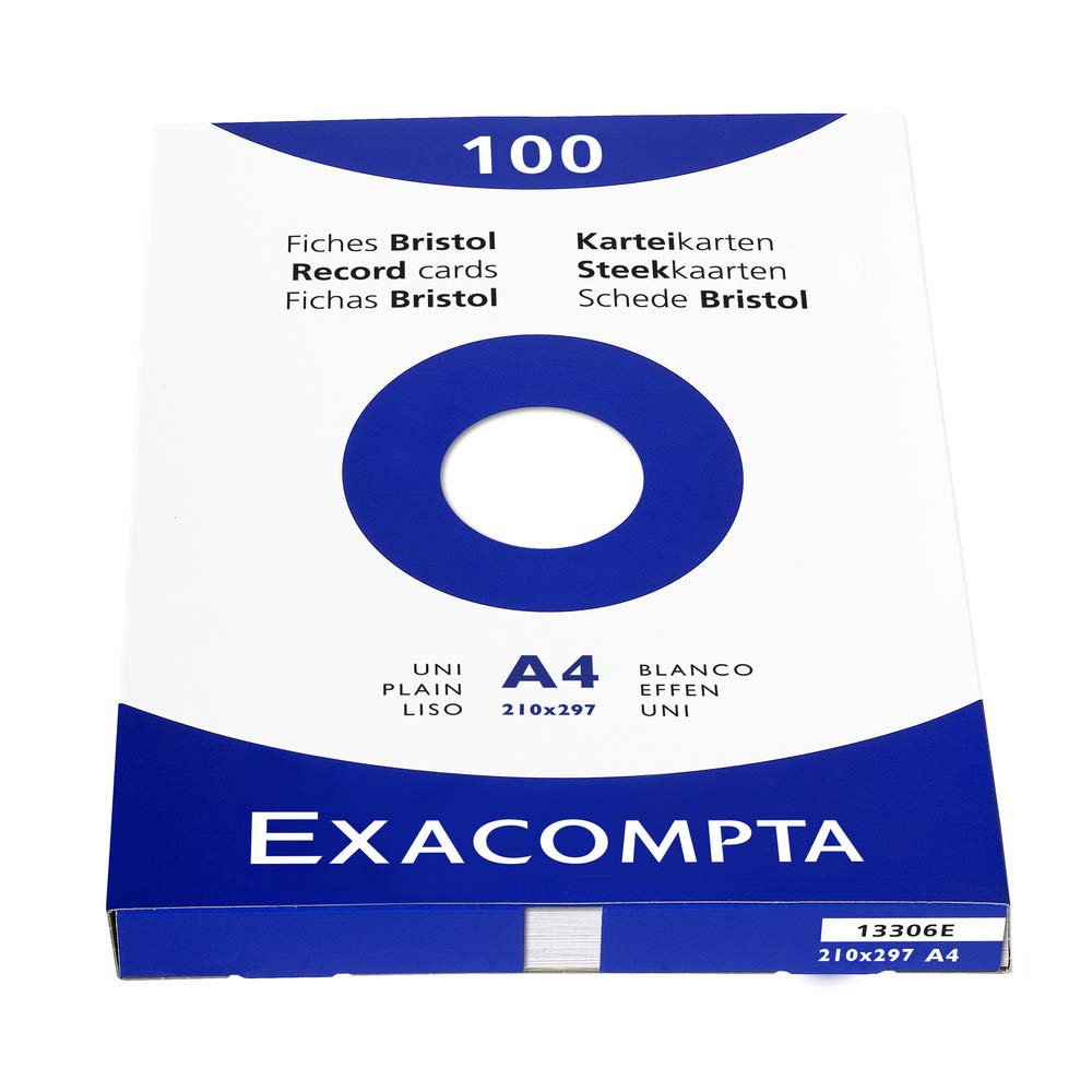 Exacompta - Réf. 13306E - Étui de 100 fiches bristol unies non perforées - format 210 x 297 mm - compatibles avec imprimante jet d'encre, laser et photocopieur - couleur blanc – Image 2