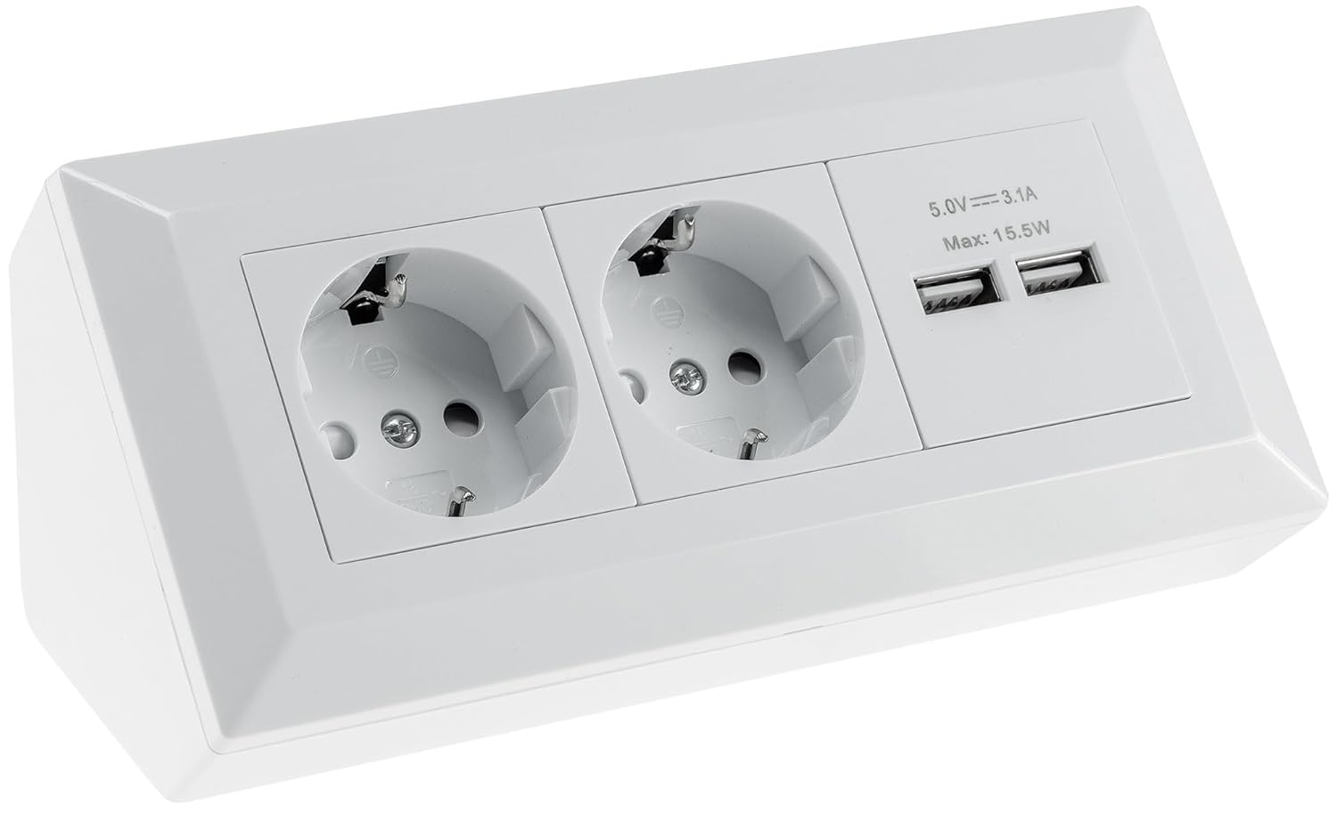 CHILITEC — Bloc multiprise d'angle 2 prises USB-A blanc