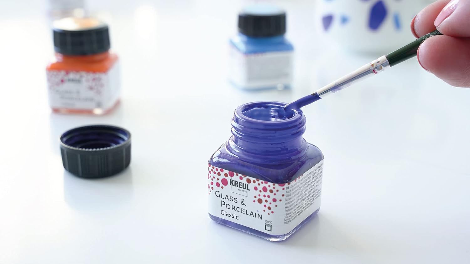 KREUL Glass & Porcelain — Set de 6 Peintures 20 ml + Pinceau – Image 2