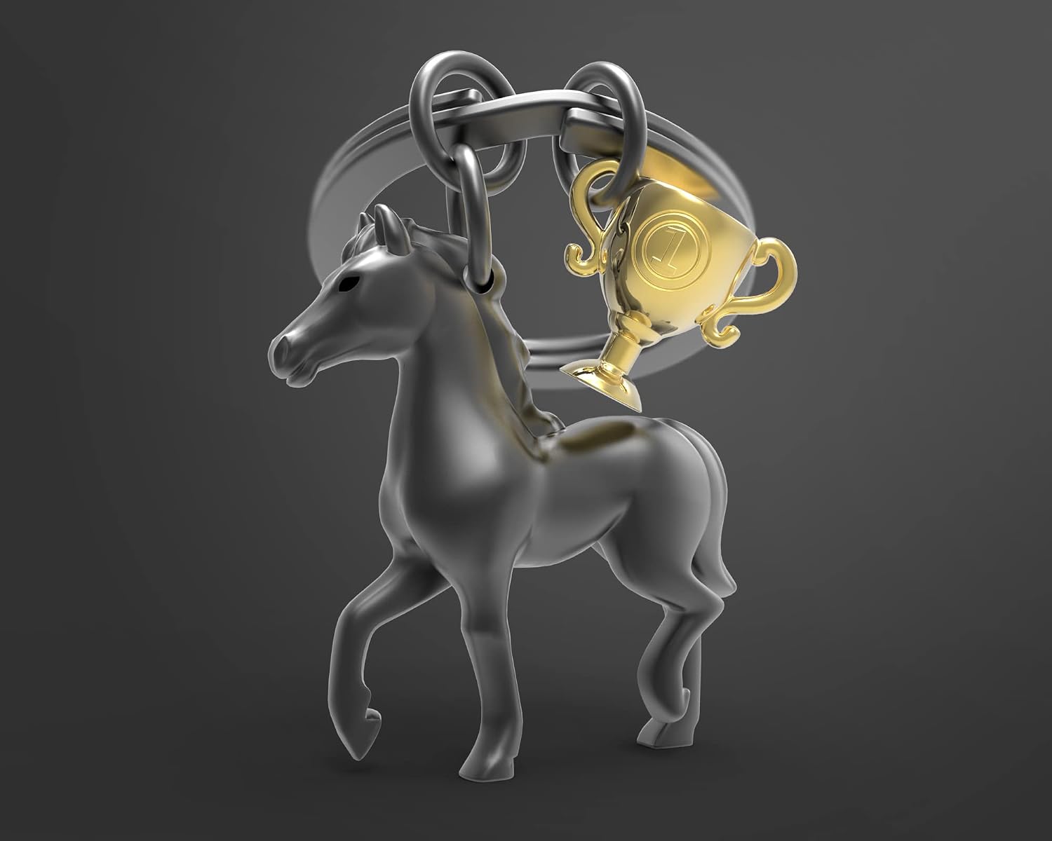METALMORPHOSE — Porte-clés Cheval noir et trophée doré – Image 28