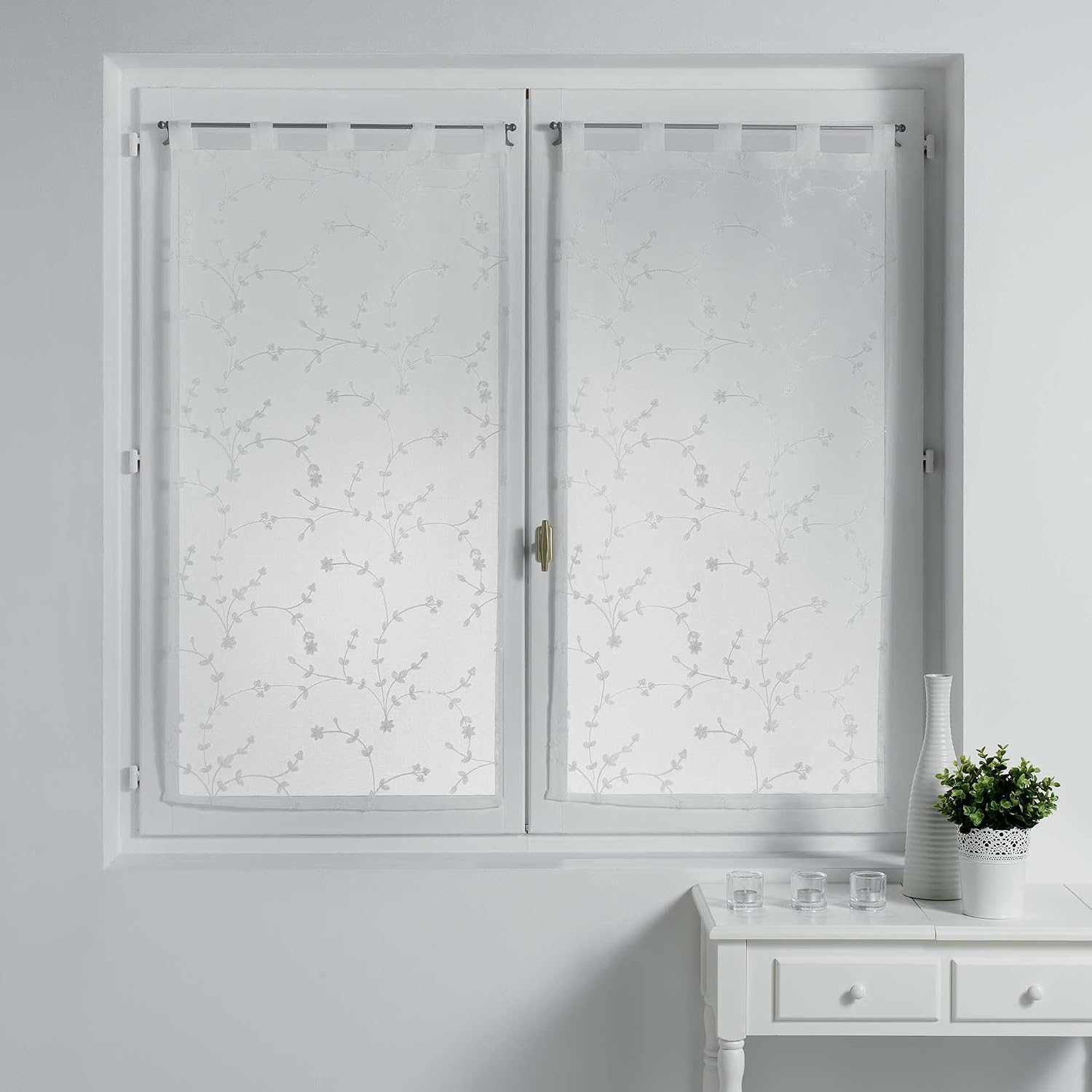 DOUCEUR D'INTÉRIEUR — Paire de voilages brodés 60 x 90 cm