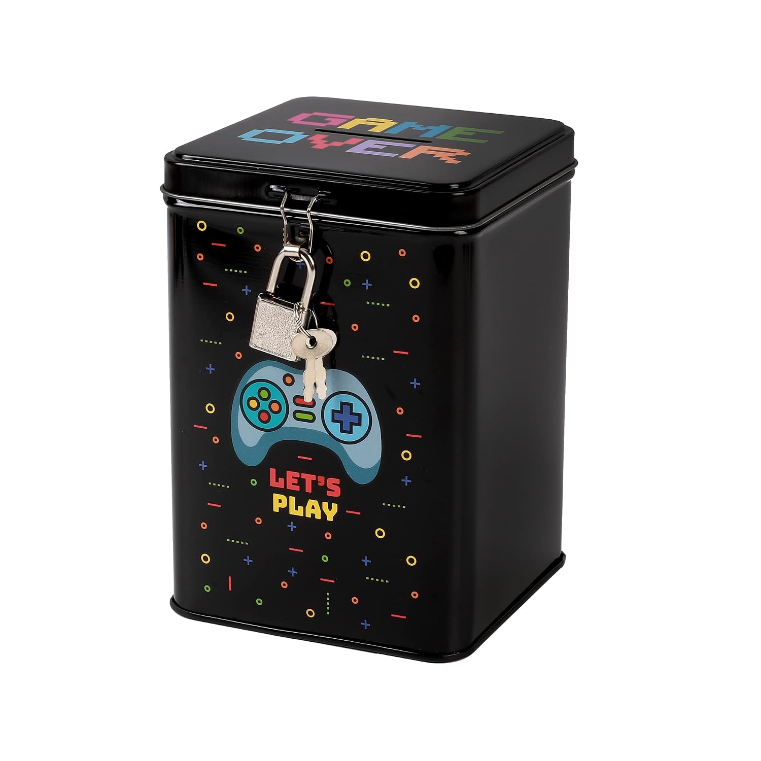 I-TOTAL — Tirelire en métal avec cadenas et clé – Image 2