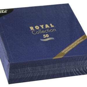 PAPSTAR Royal Collection — 50 serviettes pliées bleu foncé 40x40 cm