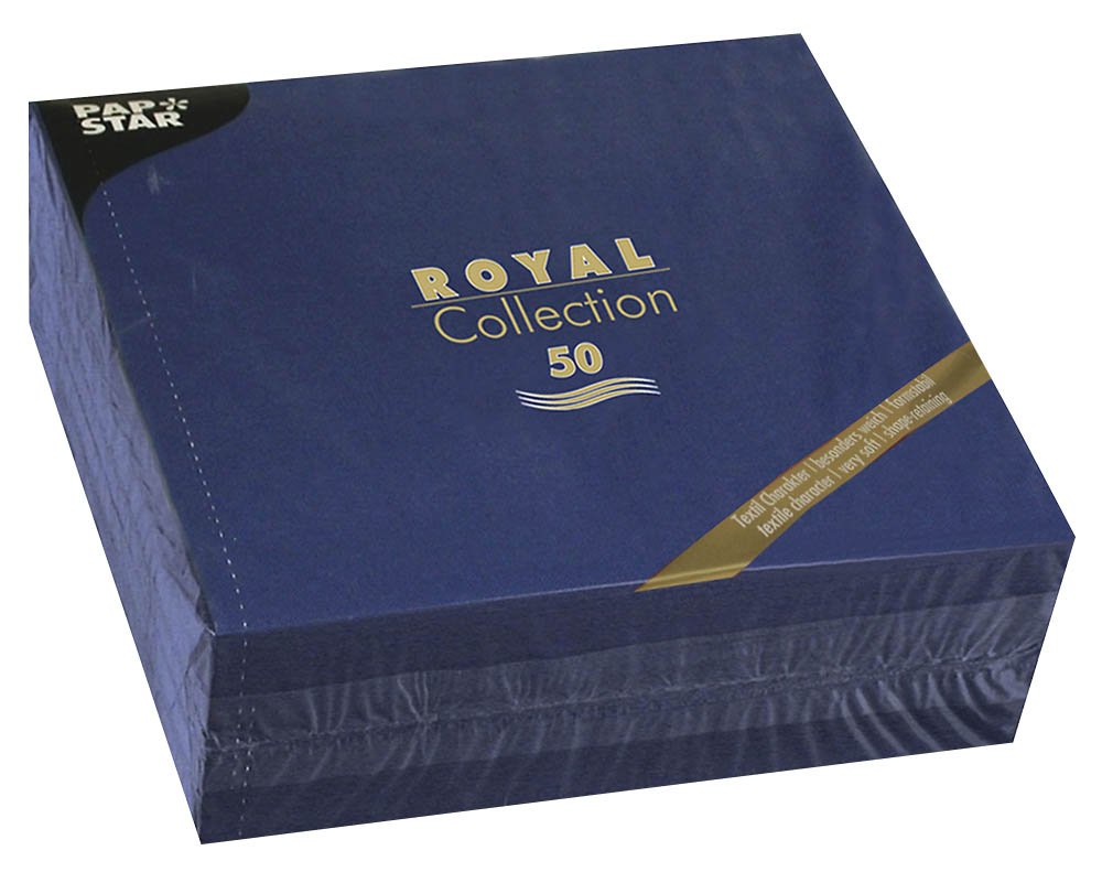 PAPSTAR Royal Collection — 50 serviettes pliées bleu foncé 40x40 cm