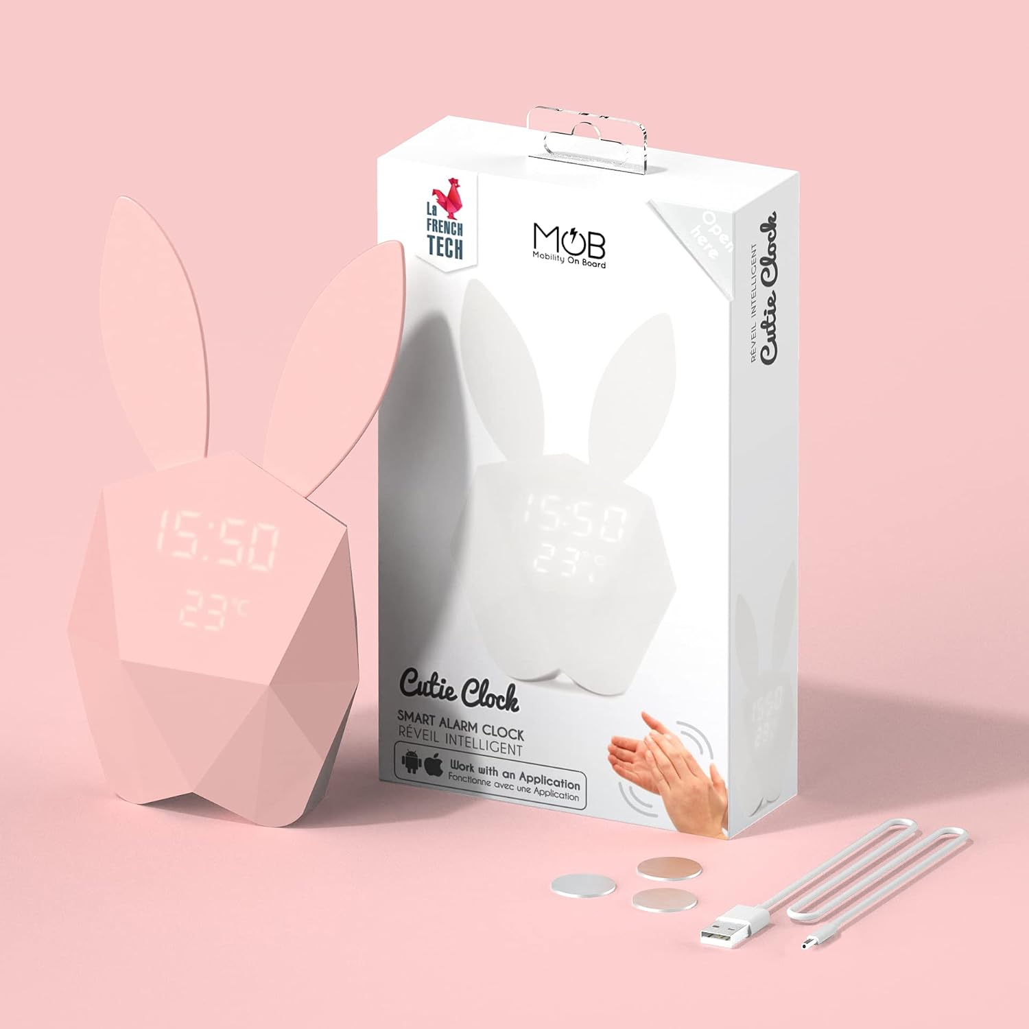 MOB Cutty Clock Connect — Réveil connecté lapin rose – Image 6