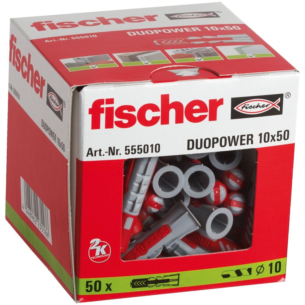 fischer - Cheville bi-matière et multi-matériaux DUOPOWER 10x50 / Boîte de 50