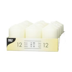 PAPSTAR — 12 bougies pilier ivoire Ø 40 x 60 mm