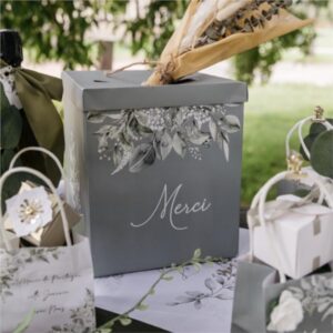 Alternative view of ARTIFETES — Urne de mariage botanique 21x25 cm vert de gris