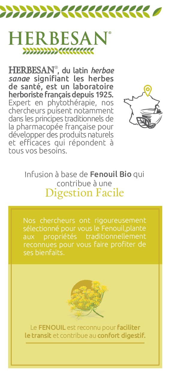 HERBESAN — Infusion Bio Fenouil Digestion Facile 20 sachets – Image 3