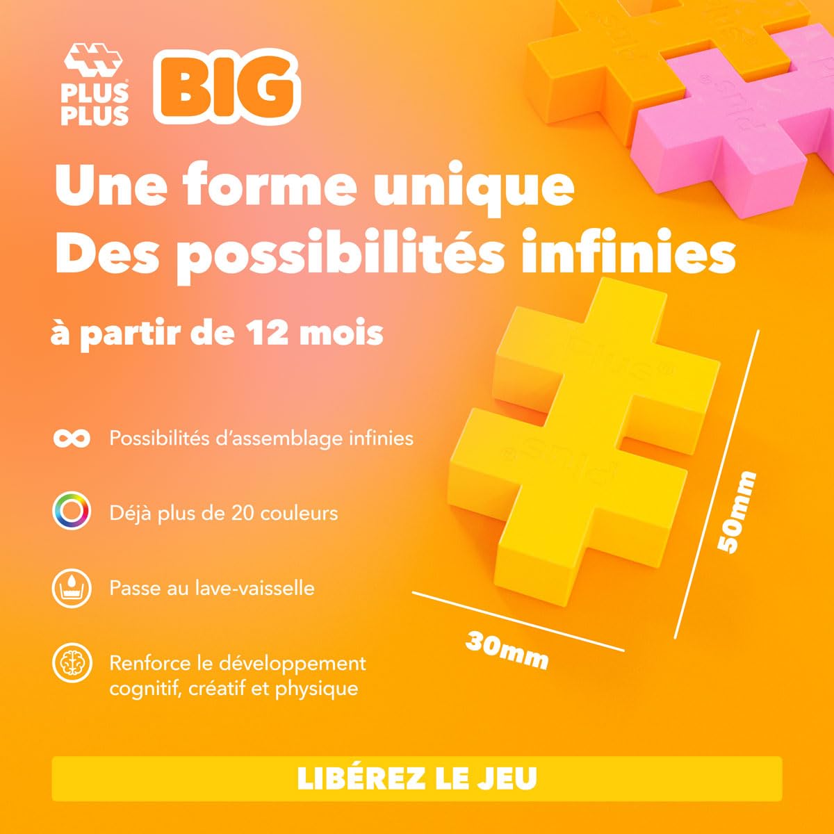 PLUS PLUS BIG — 100 Briques de Construction Bleu Breeze – Image 6