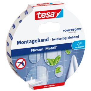 TESA — Ruban adhésif double face étanche pour carrelage 5 m x 19 mm