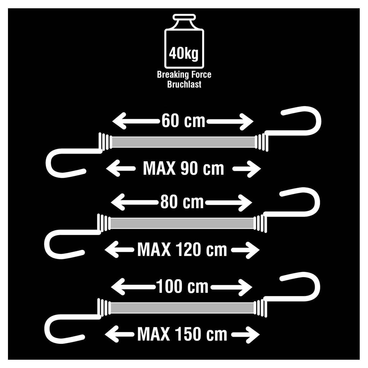 MASTER LOCK — Lot de 12 Tendeurs 60/80/100 cm – Image 5