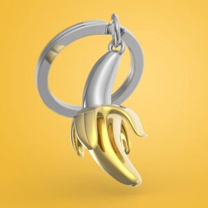 Alternative view of METALMORPHOSE — Porte-clés Banane argenté et doré