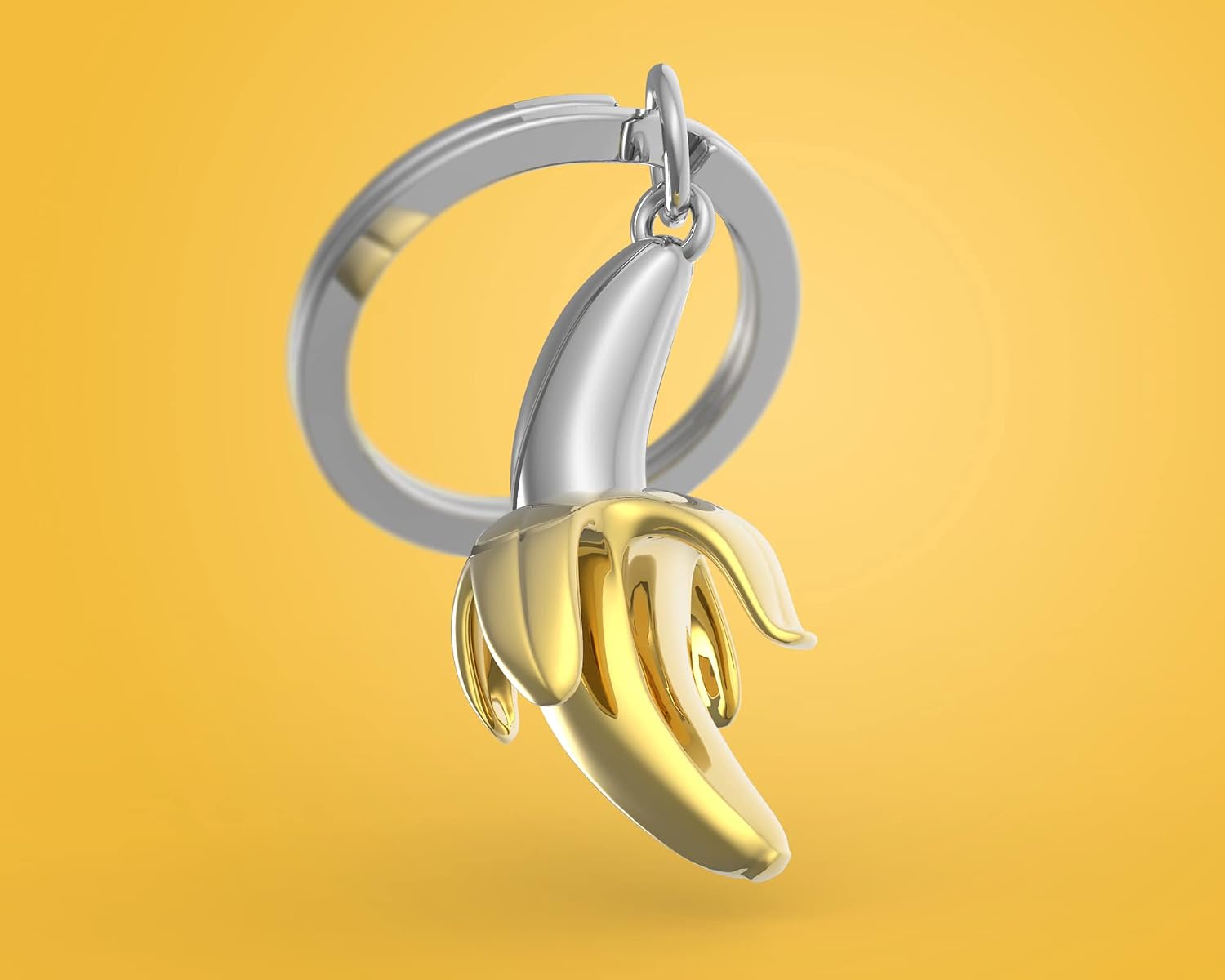 METALMORPHOSE — Porte-clés Banane argenté et doré – Image 2