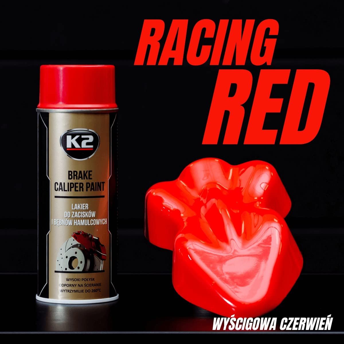 K2 Pro — Peinture spray étrier de frein rouge 400 ml – Image 2