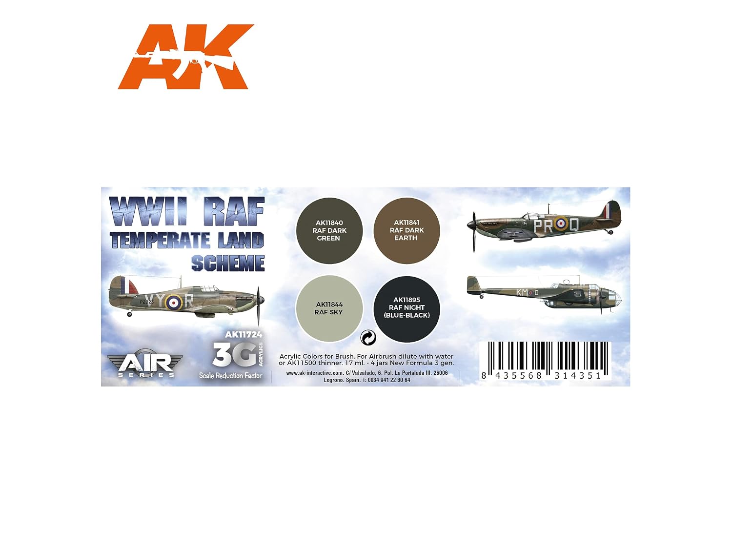 AK Acrylics 3Gen — Set Peintures RAF WWII 4x17ml – Image 2