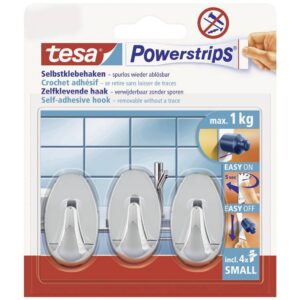 TESA Powerstrips Oval — crochet adhésif étanche chrome 1 kg
