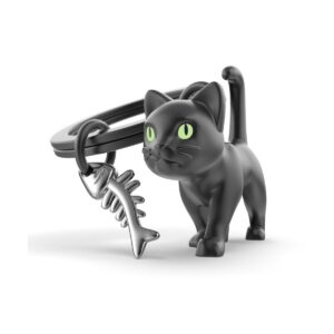 METALMORPHOSE — Porte-clés Chat noir yeux phosphorescents