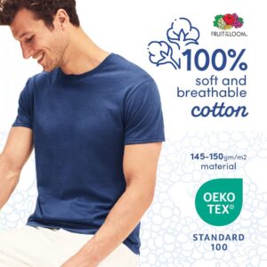 Alternative view of Fruit of the Loom T-shirt pour homme 100 % coton – T-shirt Iconic T avec anneau en coton filé – Léger, aéré et doux – Taille haute, Noir (1 pièce), L