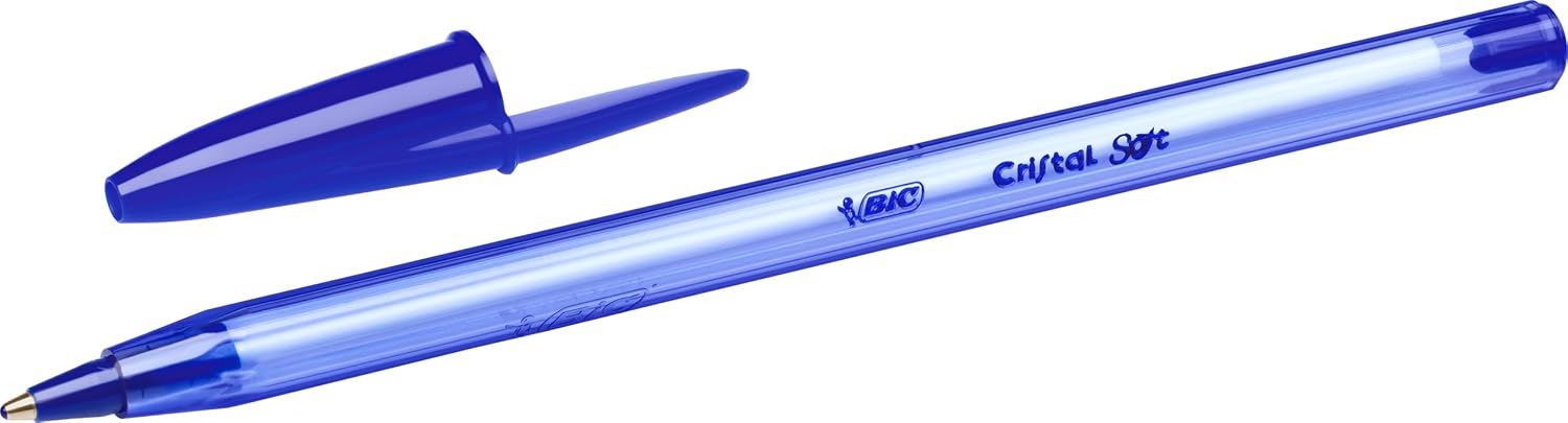BIC Cristal Soft Stylos-Bille Pointe Moyenne (1,2 mm) - Écriture Douce et Fluide - Bleu, Boîte de 50 – Image 3