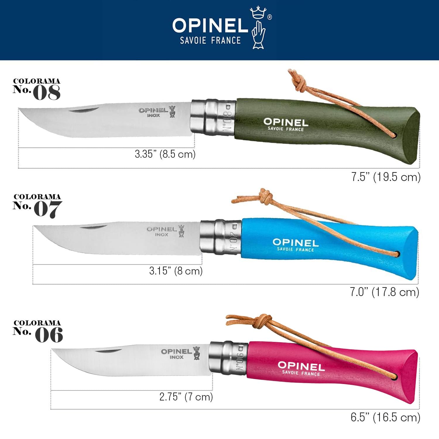 OPINEL N°06 — Couteau framboise avec lien cuir – Image 4