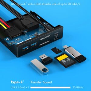 Alternative view of GRAUGEAR G-MP01CR — Panneau avant 6 interfaces USB-C/USB-A