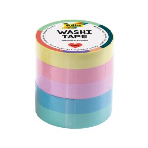 FOLIA — Lot de 5 rubans adhésifs Washi pastel 10 m x 10 mm