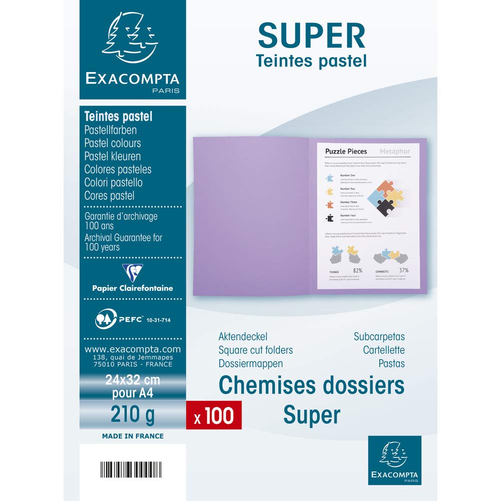 EXACOMPTA SUPER — Lot de 100 chemises rigides A4 rose – Image 5