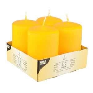 PAPSTAR — 4 bougies piliers jaunes Ø 50 x 80 mm