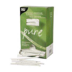 PAPSTAR — Cure-dents en bois enveloppés ronds 6,6 cm x1000