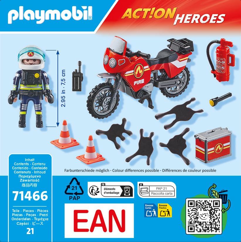 PLAYMOBIL 71466 — Pompier et moto avec accessoires – Image 8