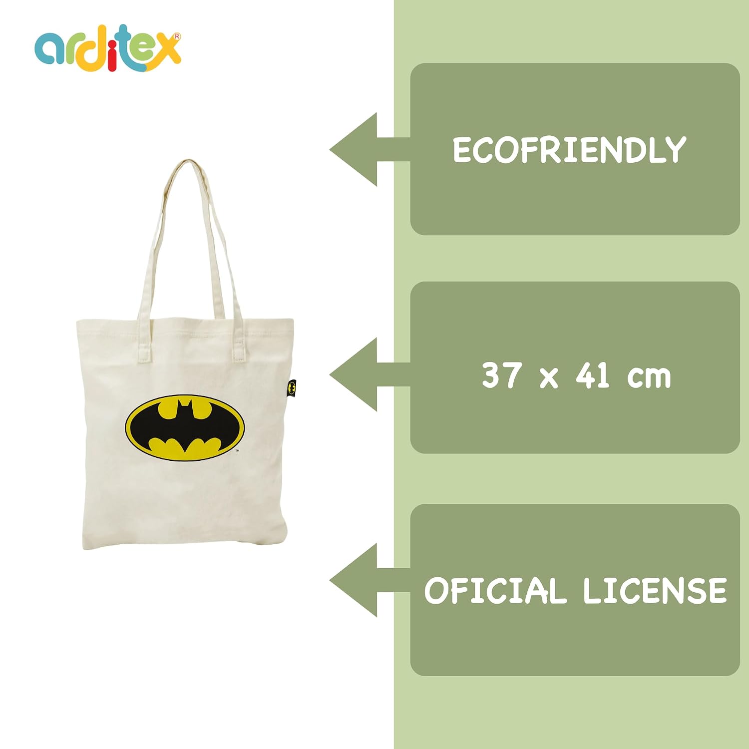 ARDITEX — Sac tote bag Batman en coton 37x41 cm – Image 2