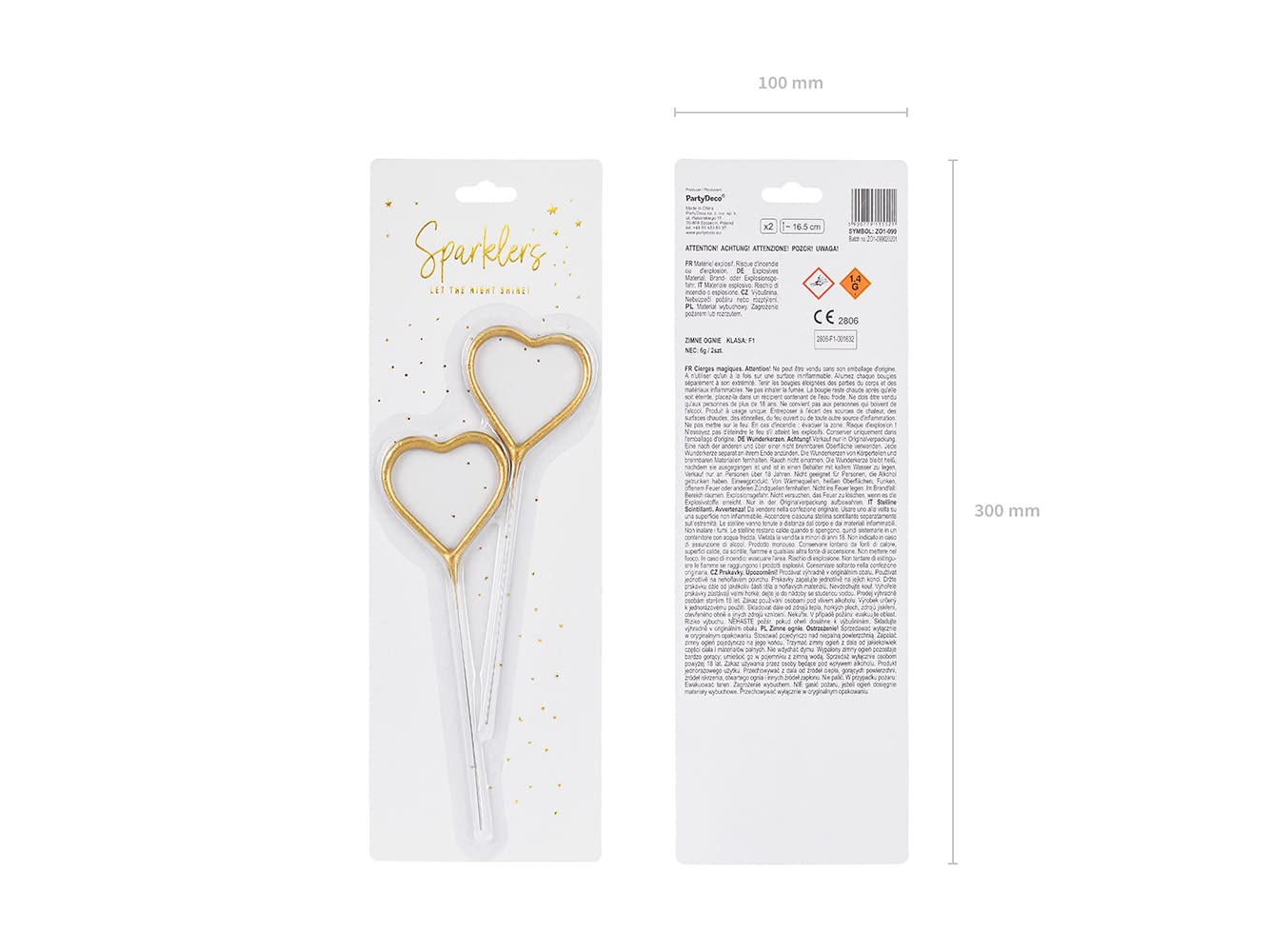 PARTY DECO — 2 Étincelles cœur doré 16,5 cm – Image 17