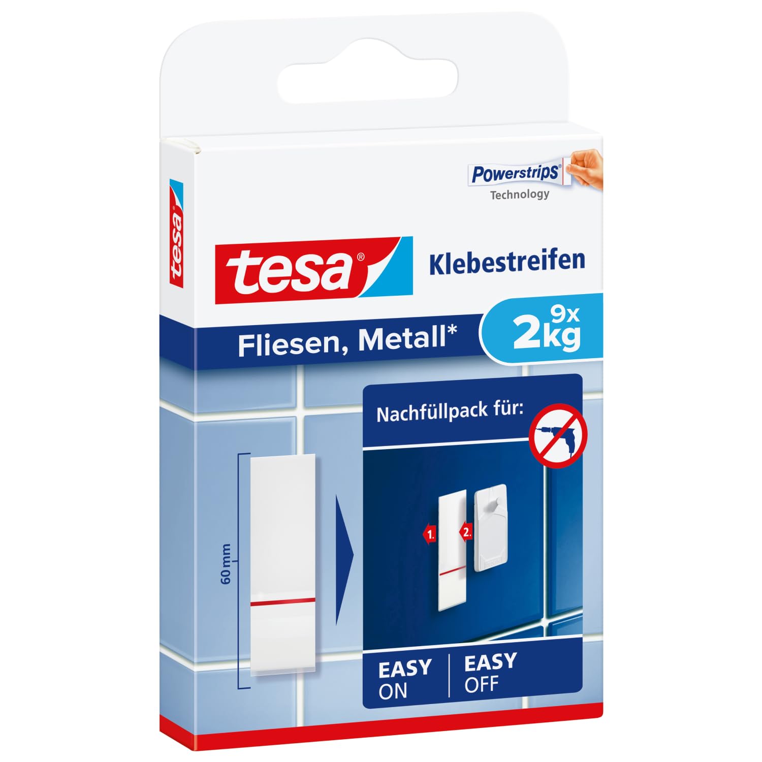 TESA — Languettes adhésives pour carrelage & métal 2 kg x9