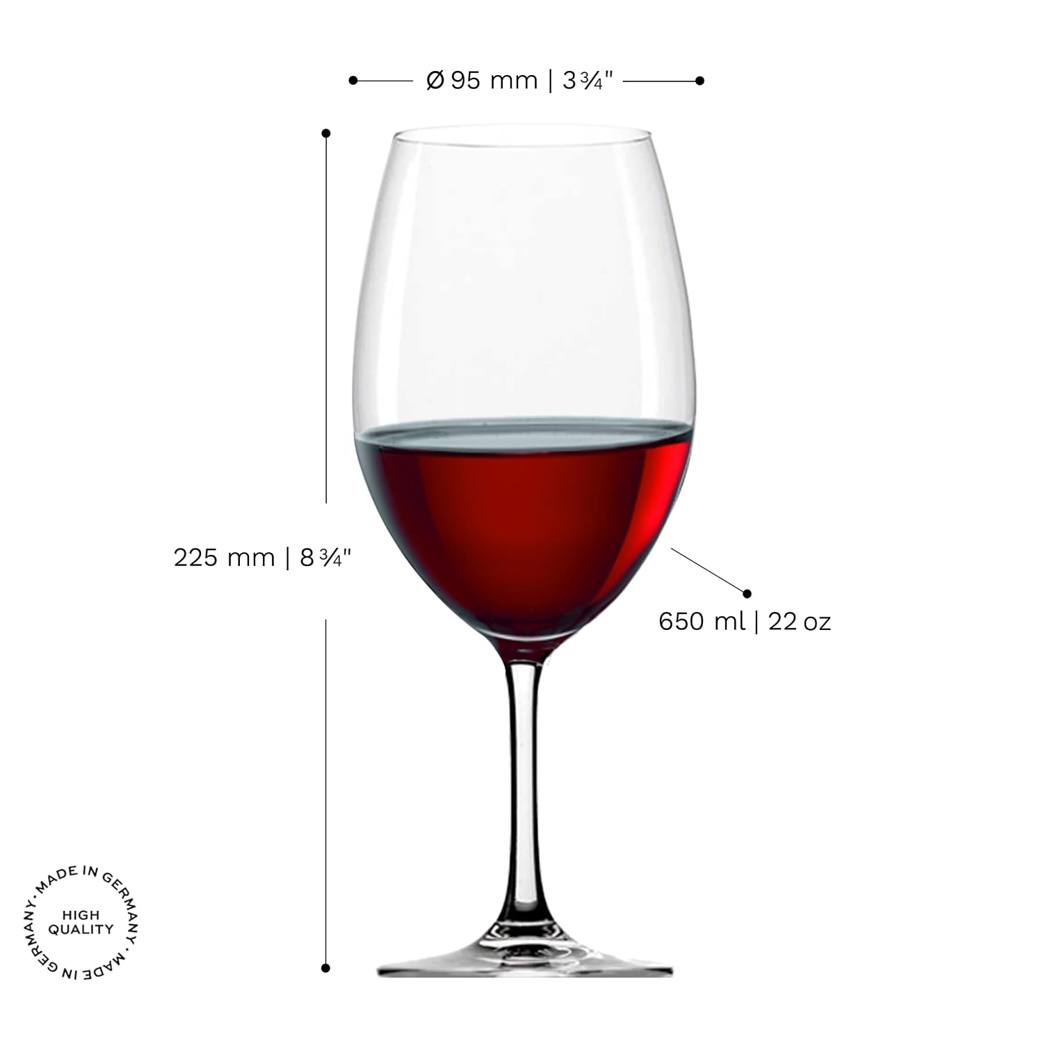 Verres à Vin Bordeaux Classic Lot de 6, 650 ml – Verres Élégants pour Bordeaux – Verres à Vin Rouge en Cristal pour un Maximum d'Arômes – Lavables au Lave-Vaisselle & Fabriqués en Allemagne – Image 10