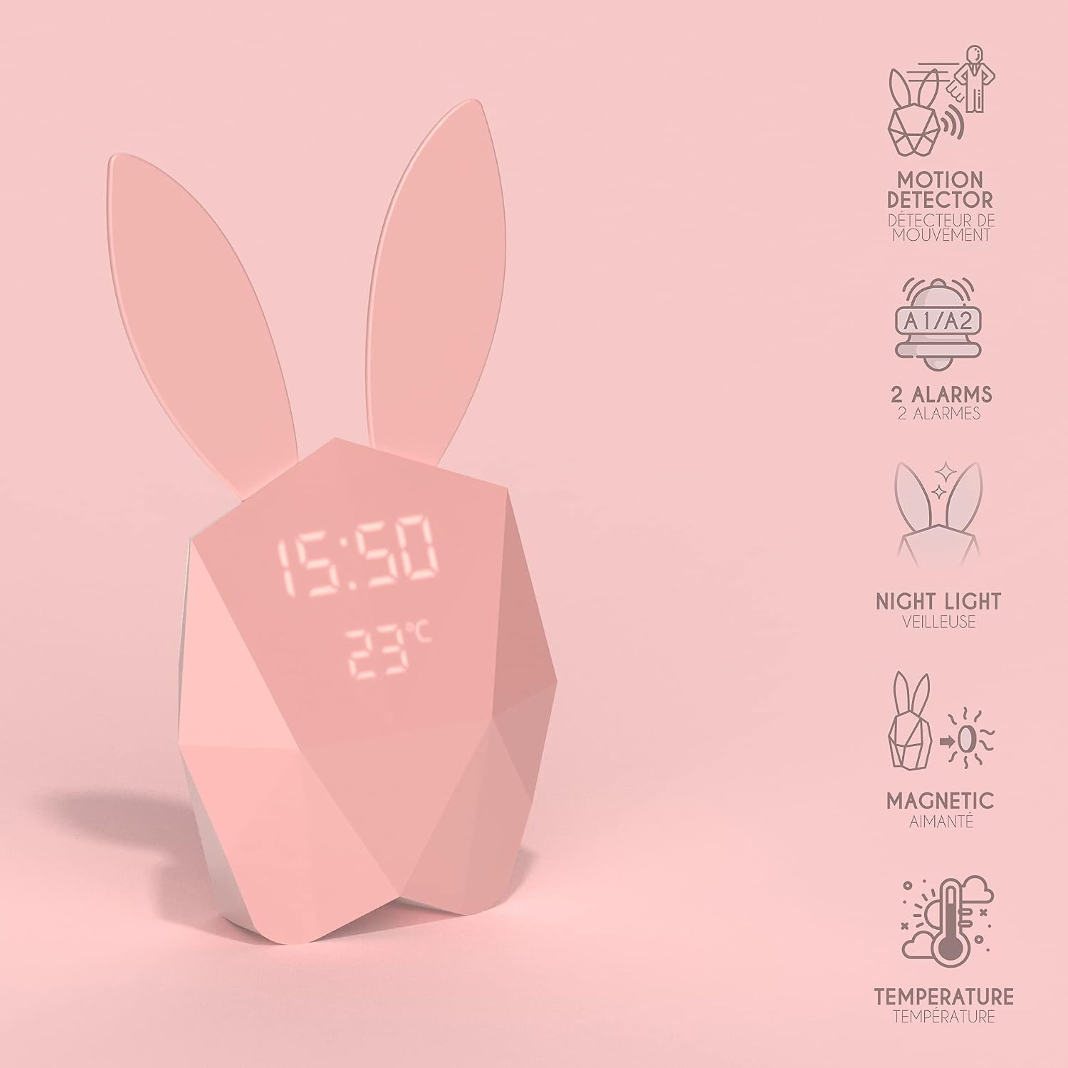MOB Cutty Clock Connect — Réveil connecté lapin rose – Image 4
