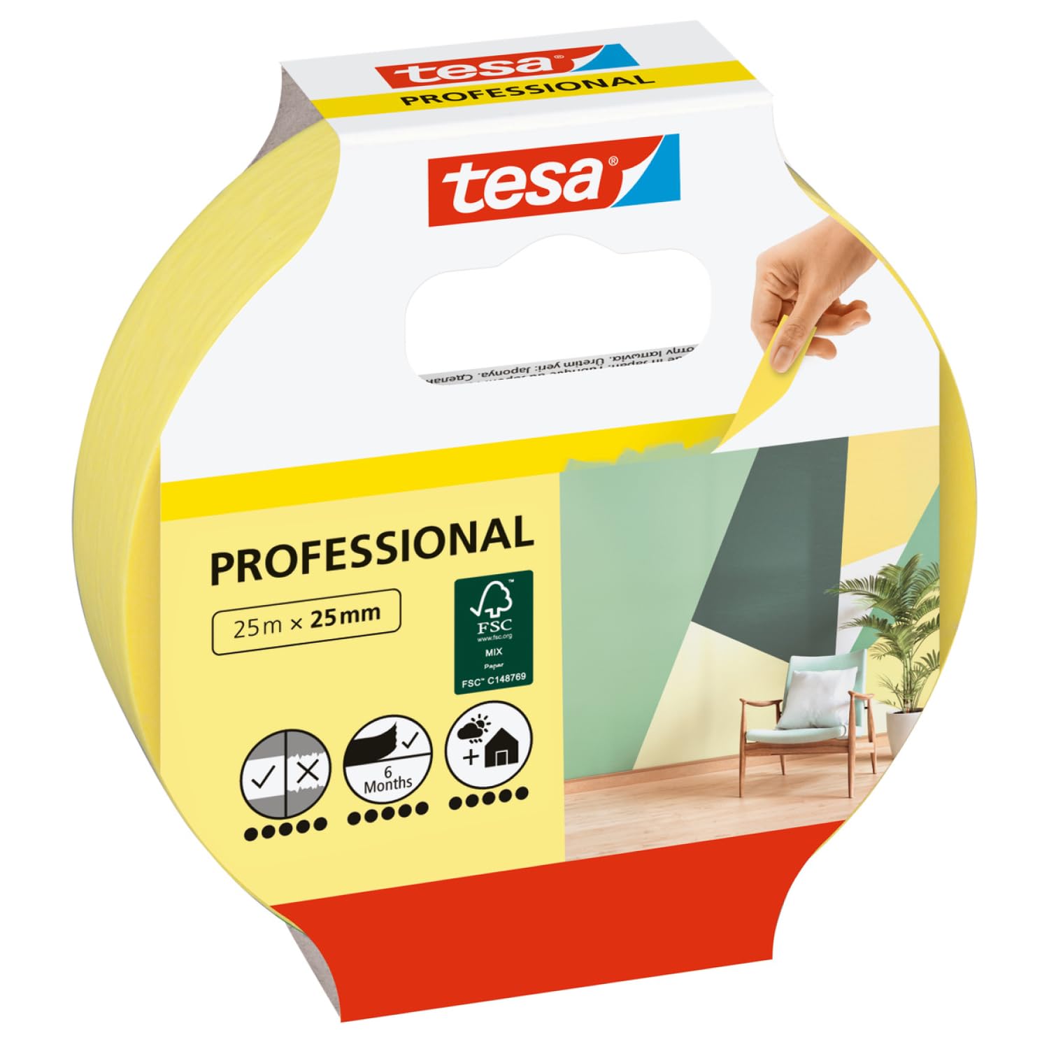 TESA Professional — Ruban de masquage papier Washi 25 m x 25 mm