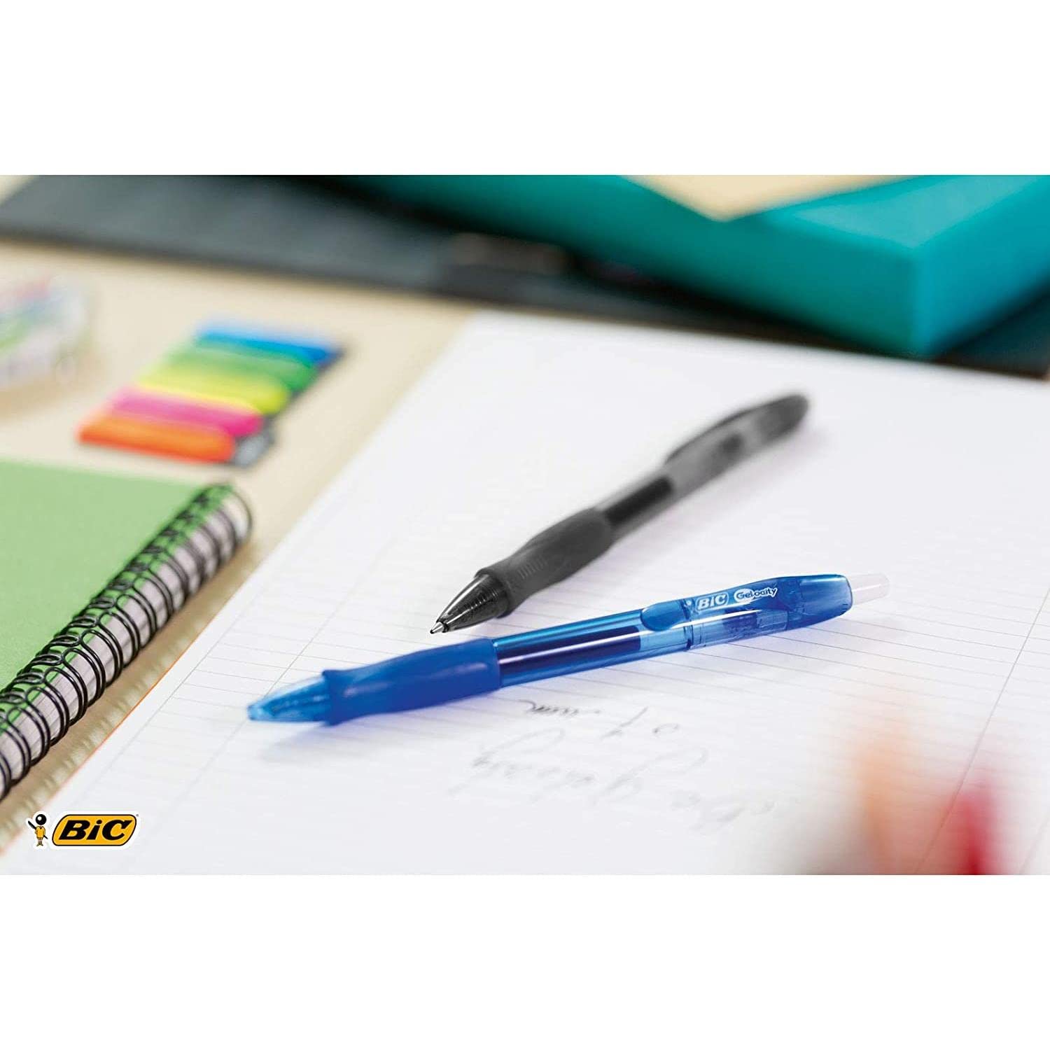 BIC Gel-ocity - Stylos Gel Rétractables et Rechargeables - Pointe Moyenne (0,7 mm) - Noir, Boîte de 12 – Image 9