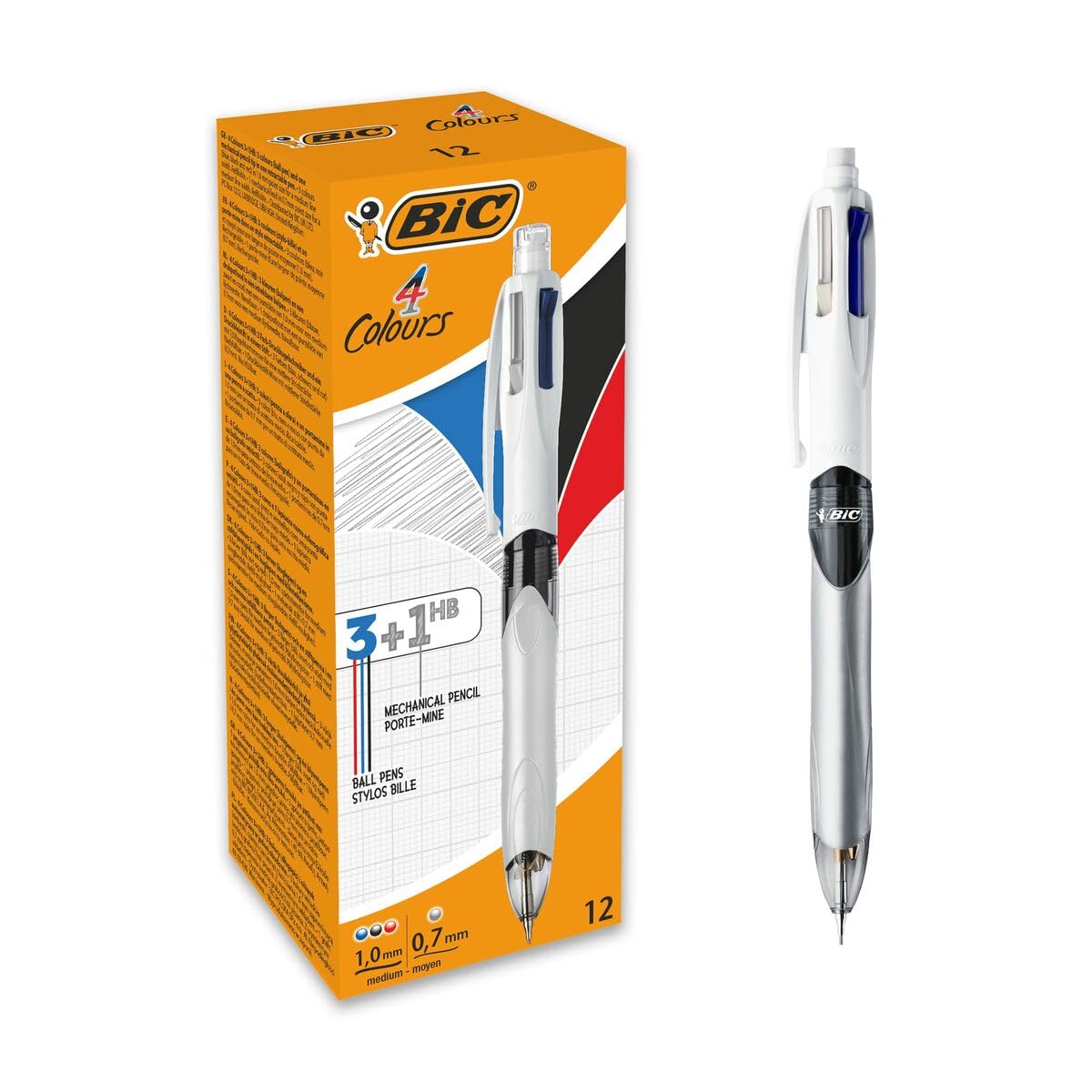 BIC 4 Couleurs 3+1HB — Lot de 12 Stylos-Bille et Porte-Mines – Image 3