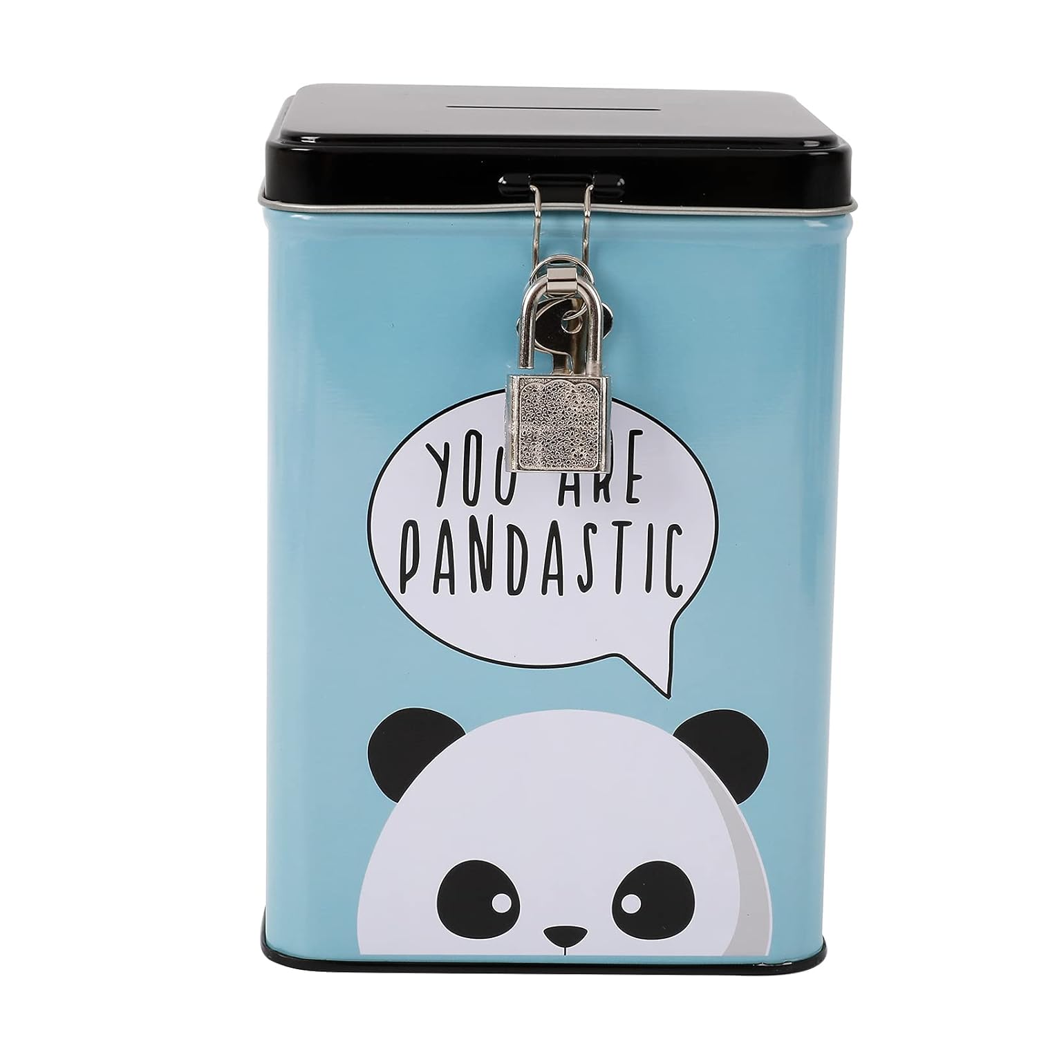 I-TOTAL — Tirelire en métal avec cadenas Panda
