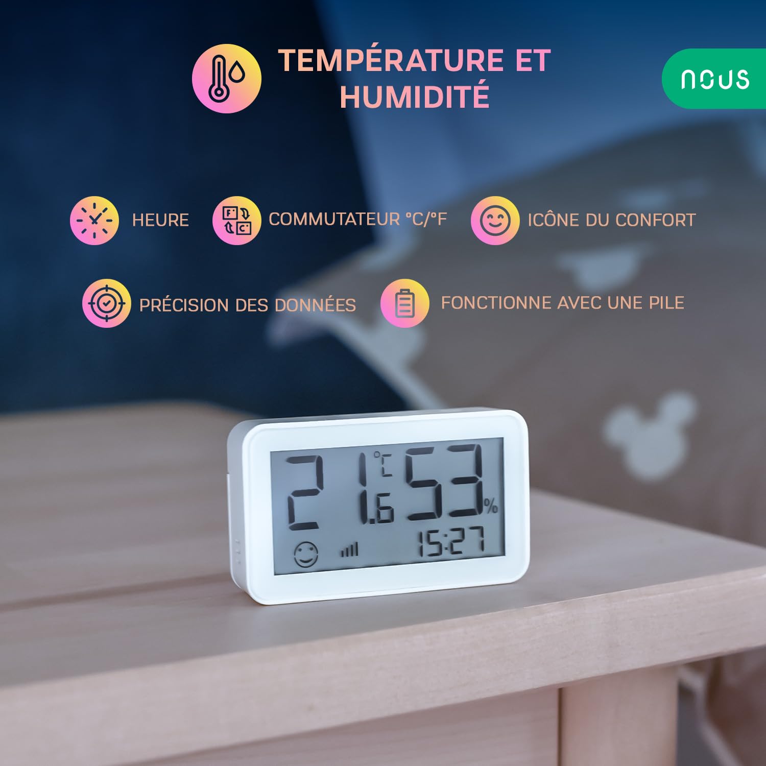 NOUS E6 — Thermomètre et Hygromètre Connecté ZigBee – Image 2